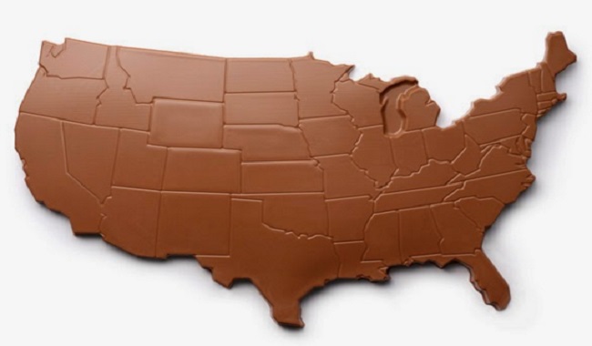 Chocolat en forme des Etats-Unis