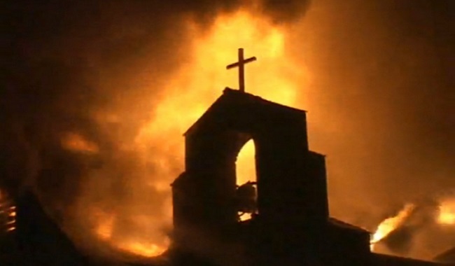 Eglise en feu